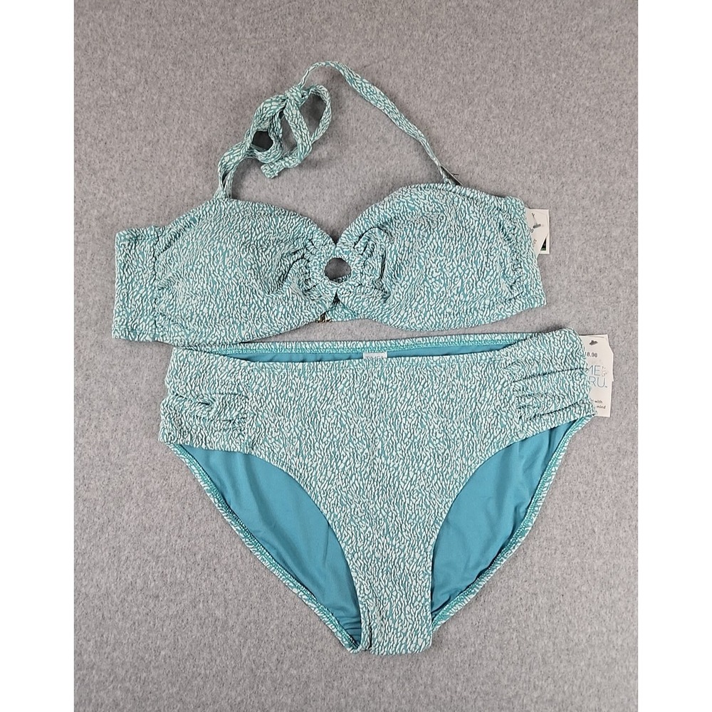 Time and Tru 2 pc Size 3X / 2X Swimsuit Halter O-Ring Top w/ Mid Rise Bottom NWT
